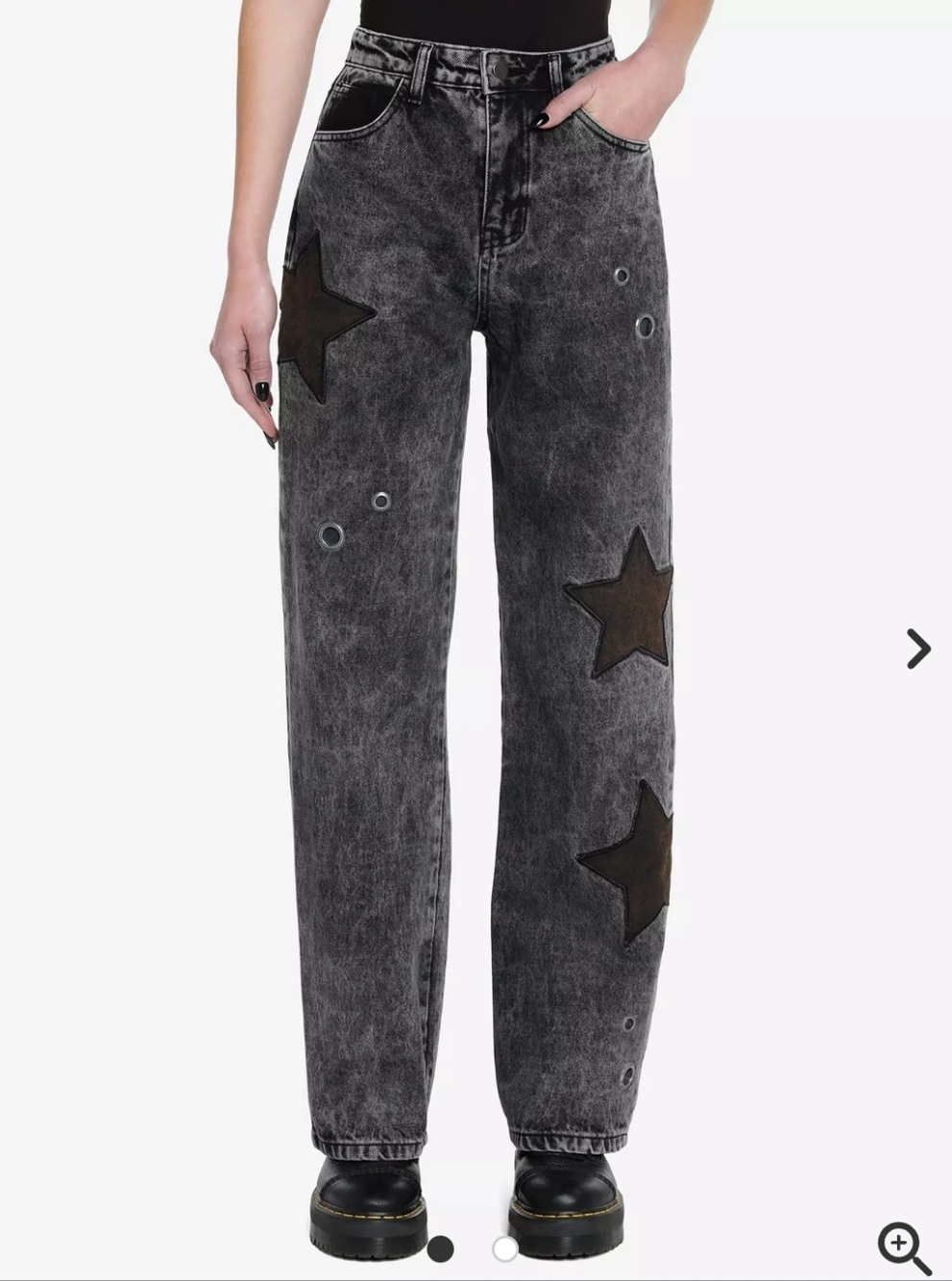 DAISY STREET Black Star Grommet Wide Leg Denim Pants - Size 7